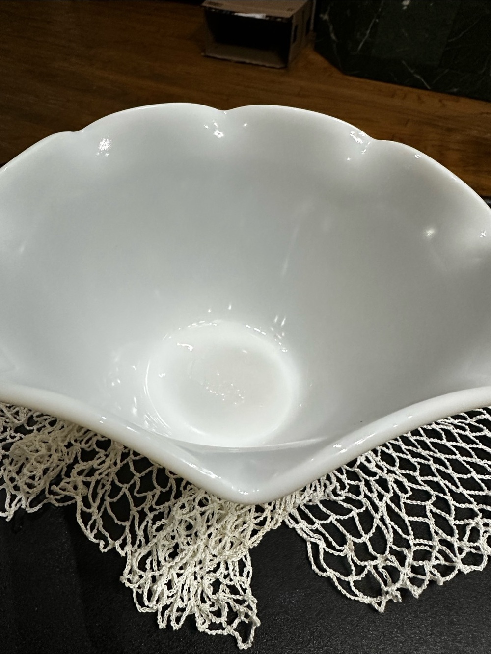 Vintage Hazel Atlas Milk Glass scalloped rim bowl